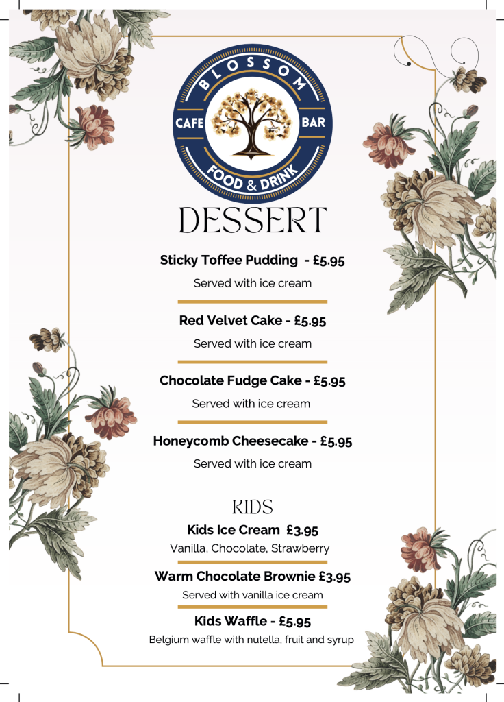 dessert menu warrington